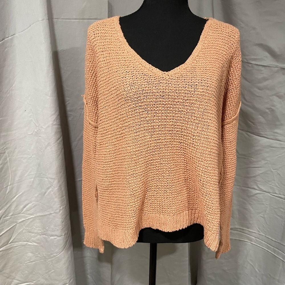 By Together Women's V-Neck Sweater in Peach